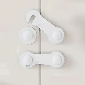 Safety & Security Refrigerator Cabinet Lock, Window Closet Wardrobe Safety Lock, Versatile Cabinet Door Locks with Adhesive and Locking Mechanism for Drawer Cupboards Fridge Closet and Pantry