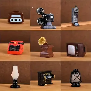 Mini Vintage Retro Camera Sound Film Radio Model, Dollhouse Home Living Room Decoration Ornament, Random Color, Set of 5