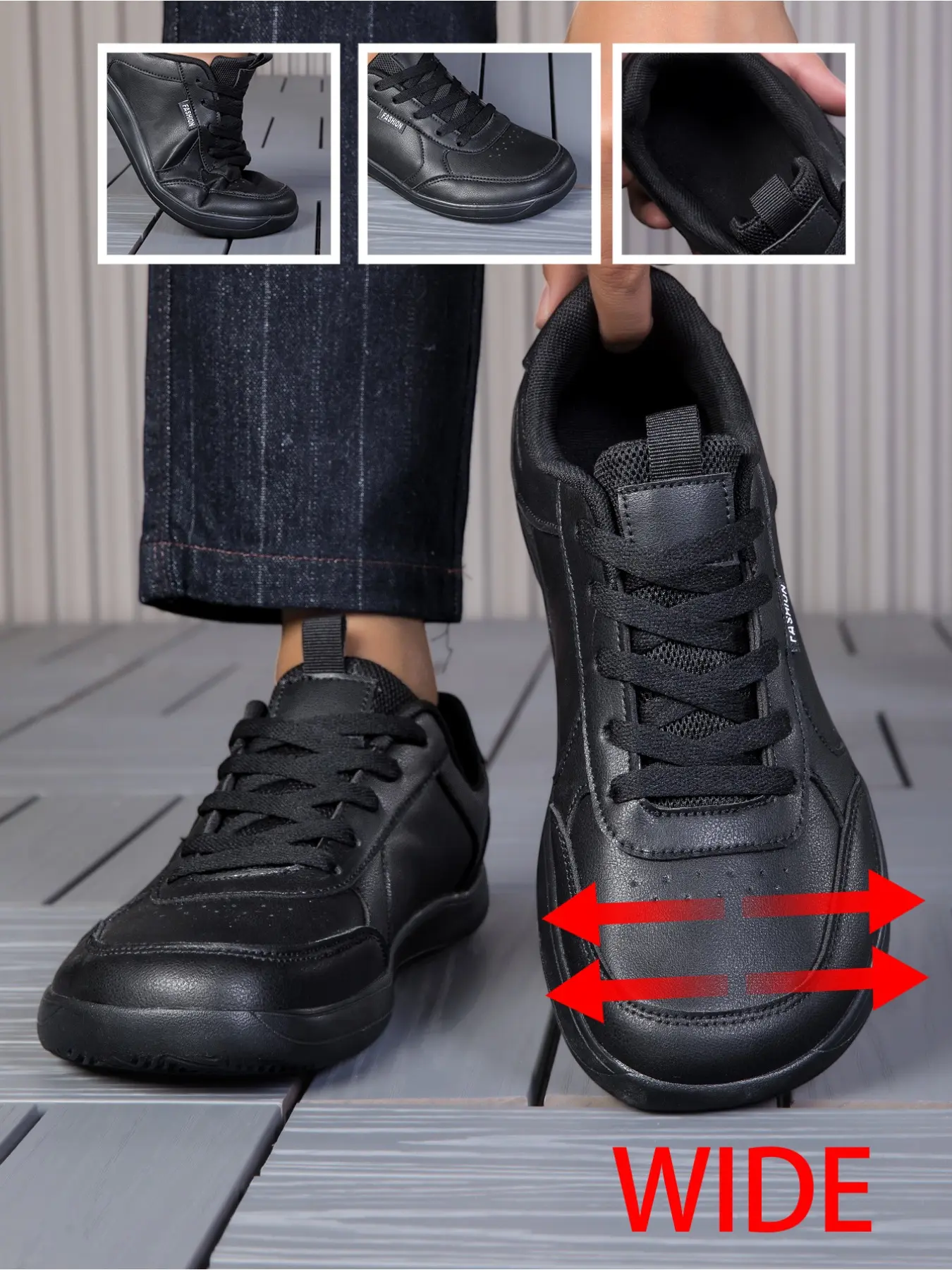 Unisex Wideshoes Men Goingout Wide Toe Box Black Shoes Sneaker Widefootfriendly Soft Leather Comfort for Work Casual Walks Breathable Non-binding Fit for Wide Feet Big Size36-46