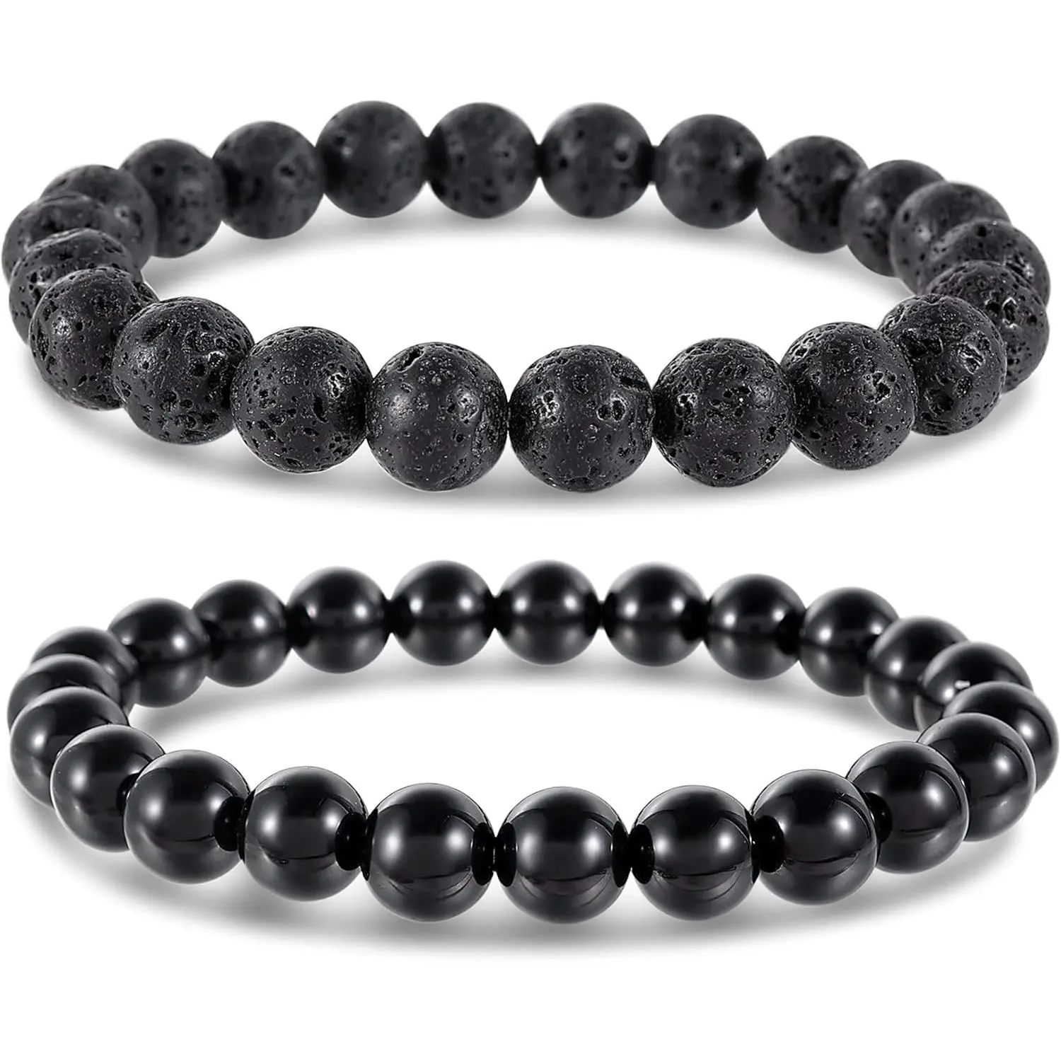 8mm Lava Stone & Black Obsidian (Protection)