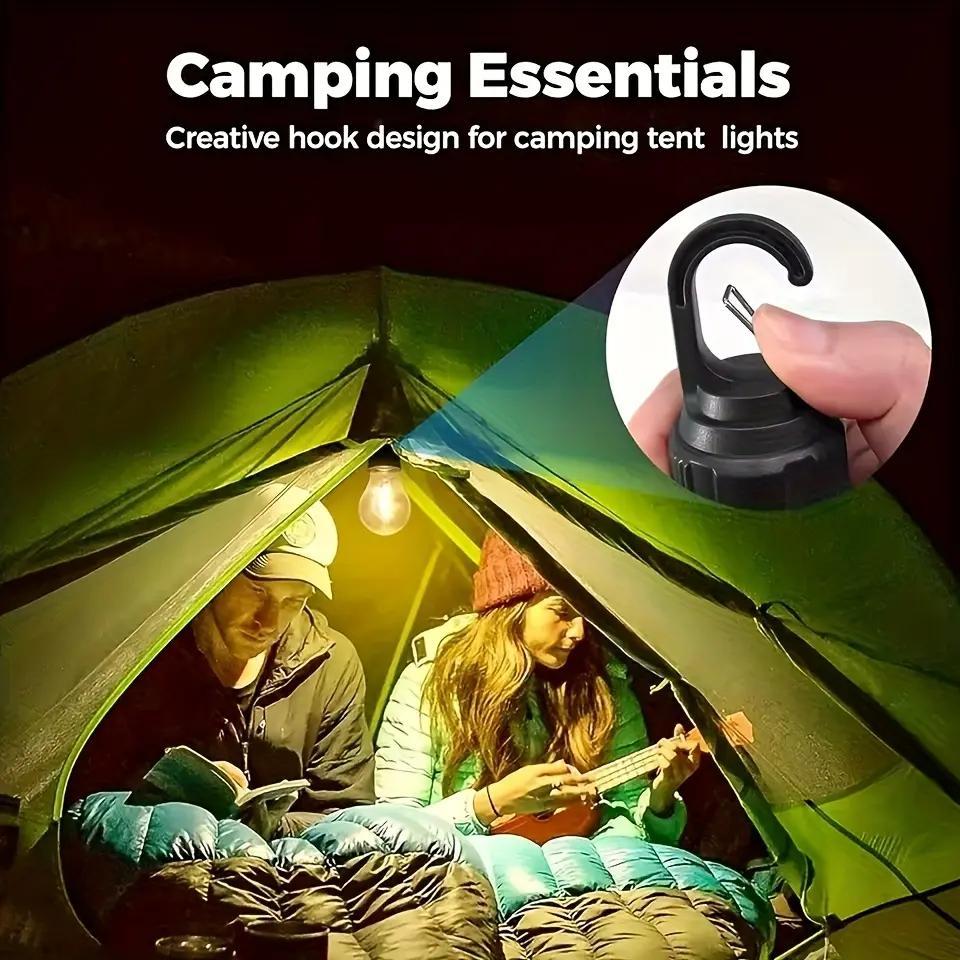 Solar LED Camping Lantern, USB Rechargeable Tent Light with Hook Clip, 3 Lighting Modes Portable Hanging Light for Camping, Hiking, Fishing, Power Outage and Emergency Use