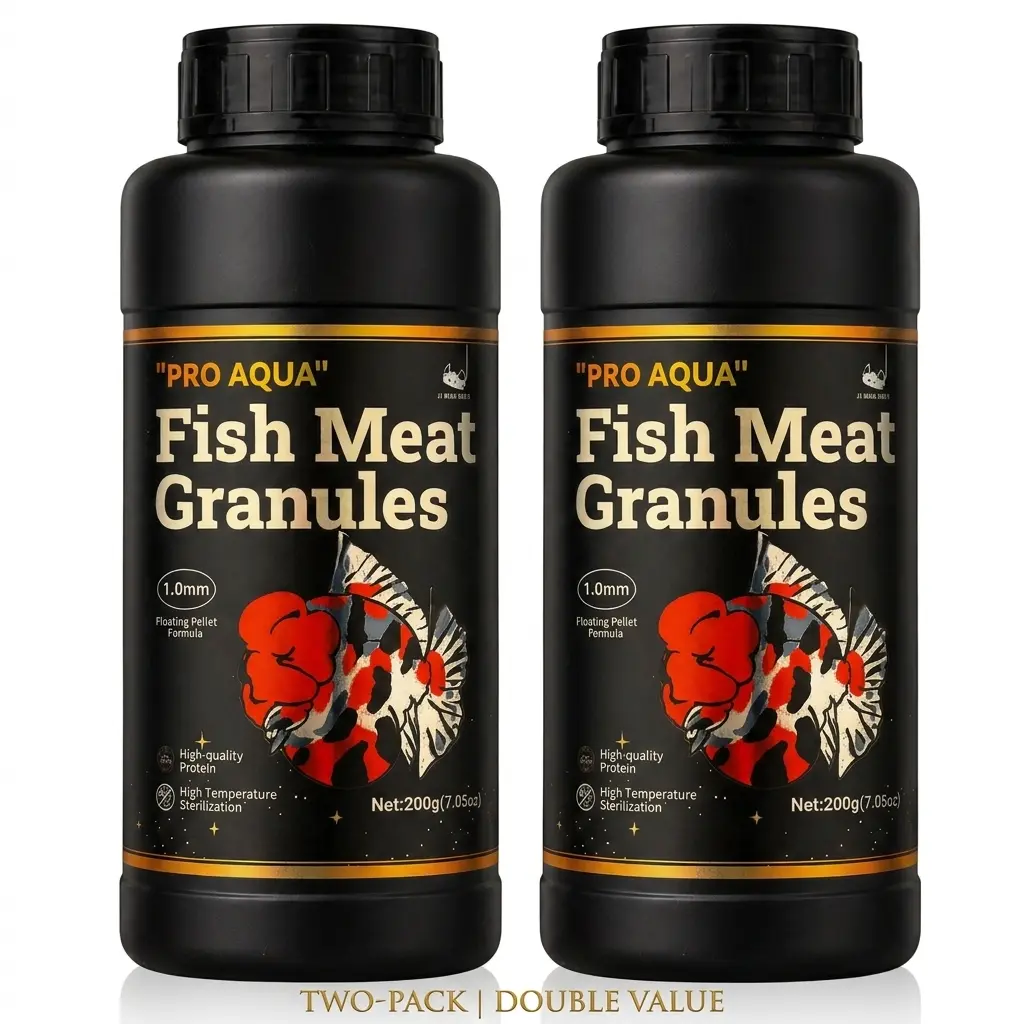Pro Aqua Premium High-Protein Dry Fish Food - 2-Pack 1.0mm Floating Pellets, 53% Antarctic Krill-Based, 200g Digestive Aid for Small Tropical Fish & Betta, Dry Food