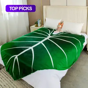 Novelty Leaf Design Flannel Blanket, 1 Count Soft Warm Durable Blanket for Home & Office, Machine Washable Blanket, Comfortable Blanket for Sofa, Bed & Couch #TOP PICKS