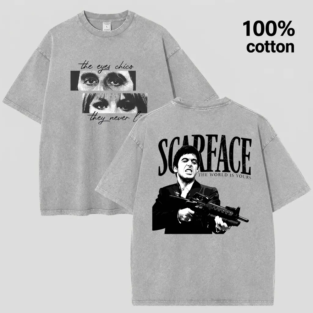 Vintage Scarface Graphic T-Shirt 100% Cotton Heavyweight Casual Oversized Tee for Men Women