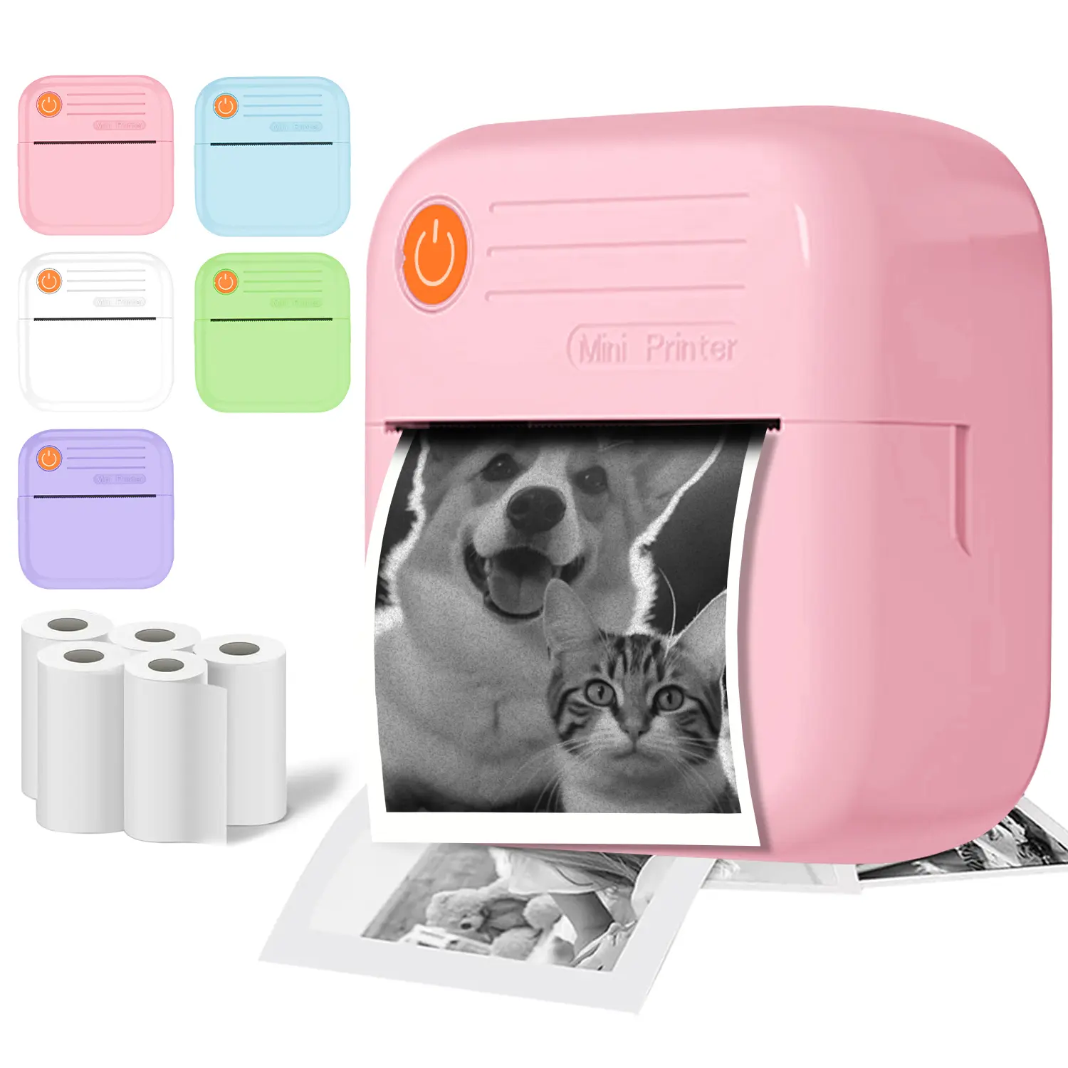[Mini Printer] Wireless Mini Printer, 1200mAh, 4.44Wh, Ink Free Sticker Printer, Inkless Thermal Printer, Thermal Pocket Printer, Portable Receipt Printer, Suitable for Photos, Diaries, Notes, And Memos, For Journal/DIY Scrapbook/Travel Back To School