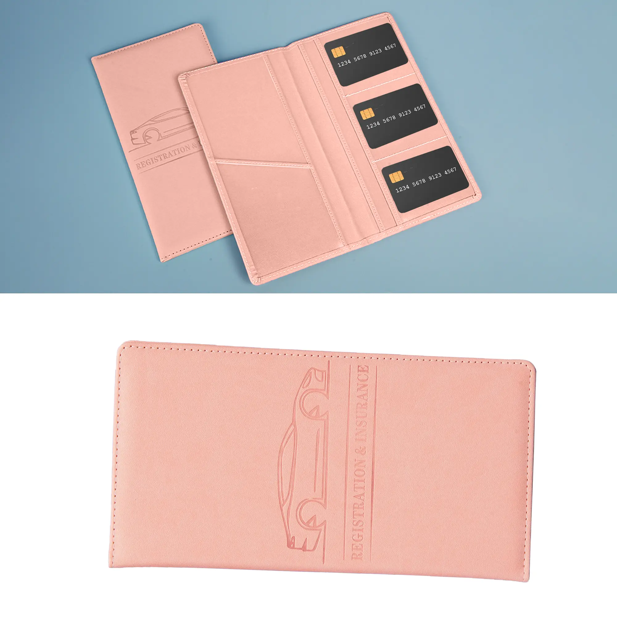 Honibaoto Car Registration & Insurance Card Holder, Magnetic Closure Vehicle Document Organizer, PU Leather Glove Box Organizer for Auto Documents, Driver License & Cards