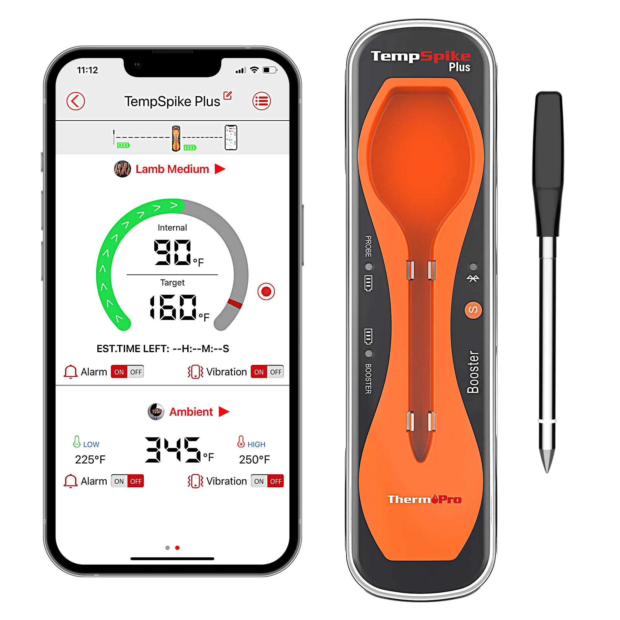 TempSpike Plus Wireless Meat Thermometer - Waterproof Plastic Kitchen Thermometer Gadget with Upgraded Probe, Bluetooth Device for Outdoor Grill & Cooking, Temperature Monitoring (TP970, Batteries Included), App Alerts