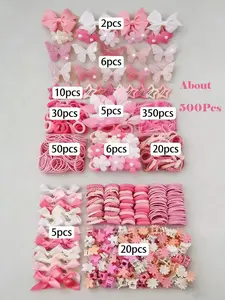 Girls' Bowknot Hair Clips Set, Cute Princess Hair Accessories, High Elastic Durable Non-Damaging Hair Ties, Versatile Duck Clip Barrettes, Flower Hair Accessories, Hair Accessory Set