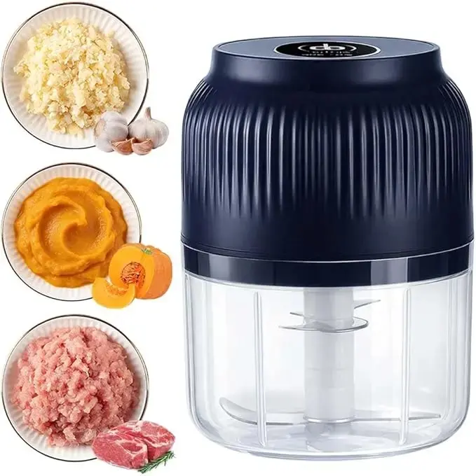 Electric Food Shredder, Mini Meat Grinder, Garlic Puree Maker, USB Charging, Portable Kitchen Gadget for Minced Meat, Vegetable, Onion, Ginger, Chili, Rechargeable Lithium Battery raccoon  cheese  grater lychee  peelers