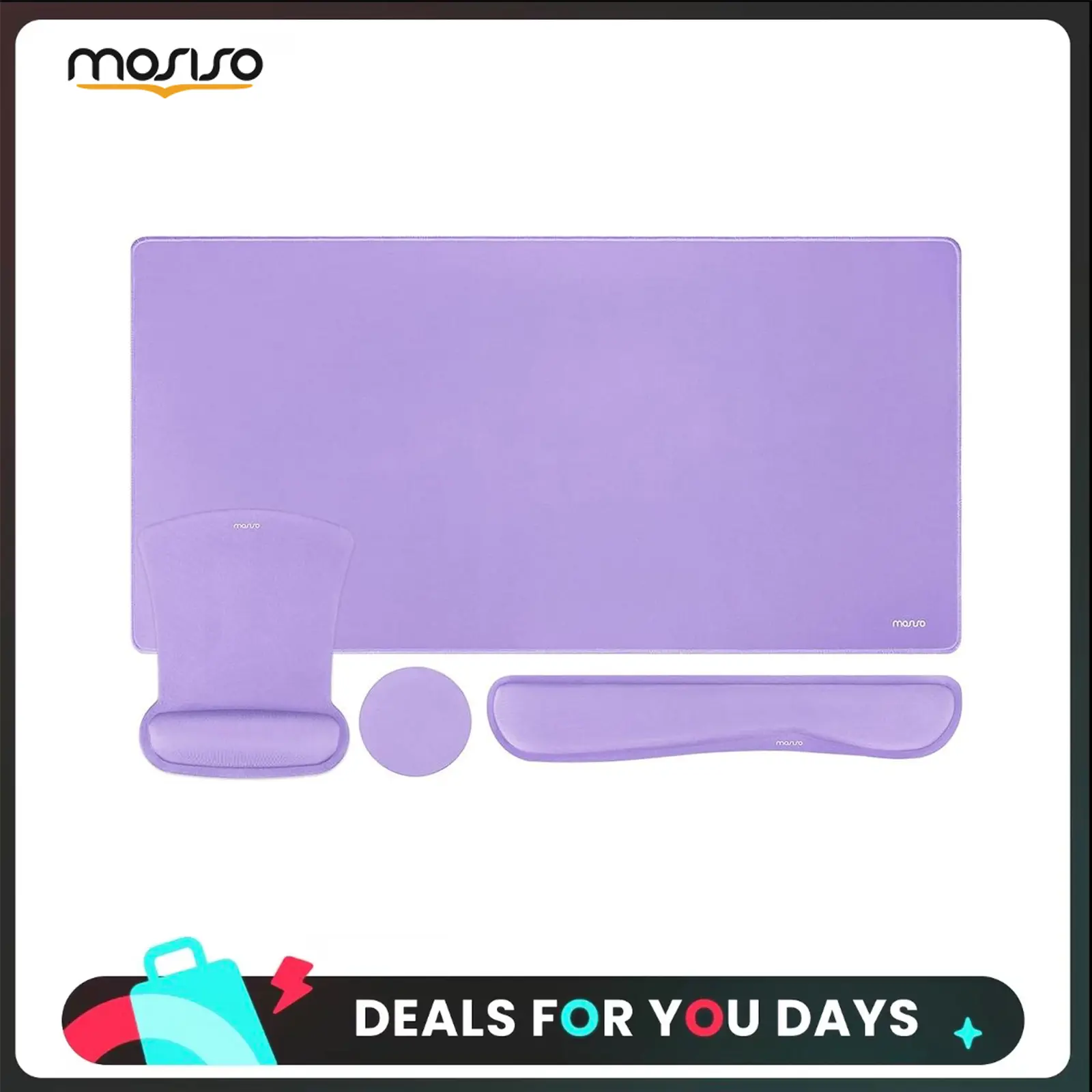MOSISO Minimalist Geometric Keyboard Mouse Pad Set - Gaming Accessories, Desk Accessory, Mouse Pads with 17.52x3.15in Memory Foam Wrist Rests, 3.9in Coaster, Breathable, Pain Relief, Non-Slip, Anti-Scratch for Home Office