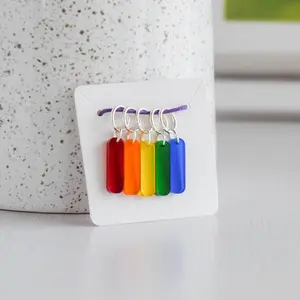 Set of 5 Acrylic Stitch Markers - Rainbow Bar Stick