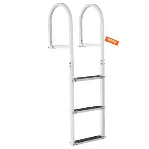 VEVOR Dock Ladder, TikTokShopBlackFriday, Removable 3 Steps, 500 lbs Load Capacity, Aluminum Alloy Pontoon Boat Ladder with 3.1'' Wide Step & Nonslip Rubber Mat, Easy to Install for Ship/Lake/Pool/Marine Boarding