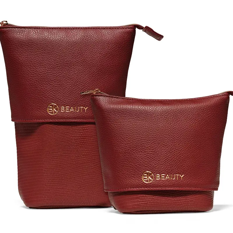 Standup Brush Holder & Travel Makeup Bag - Burgundy