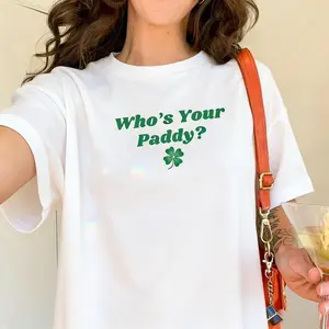 Who's Your Paddy?Funny Irish St Patrick's Day Women's Fitted T-Shirt, Cute St Paddy Y2k Irish Lucky Women's Baby Tees, Gift for Her