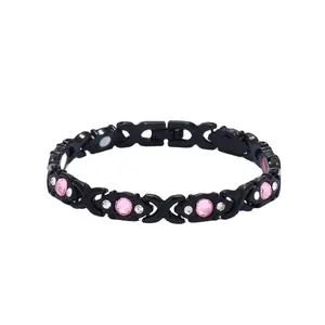 Energy magnet bracelet, eco-friendly alloy with diamondsadjustable ladies' wristband