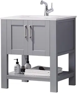 FR Gray Bathroom Vanity with Sink 30 Inch Bathroom Vanity Canbinet Modern Bathro