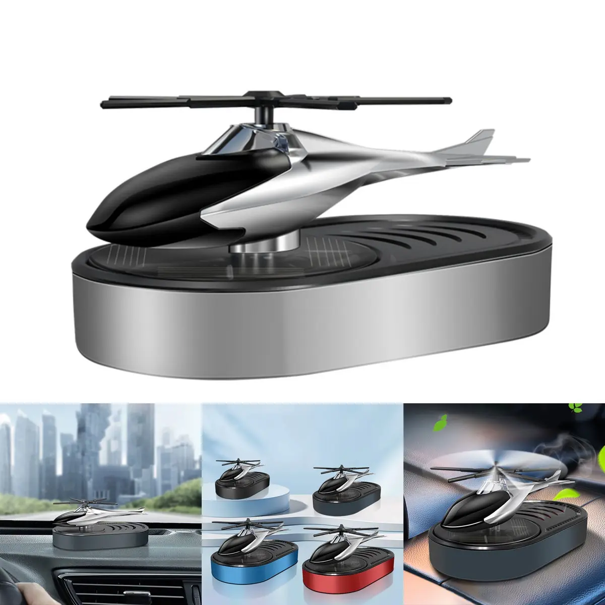 Car Air Freshener Diffuser, Helicopter Solar Rotating Aluminum Alloy Diffuser, Stress Relief & Odor Purification, Car Aroma Diffuser, Car Fragrance Diffuser, Car Interior Diffusers, Car Accessories, Car Odor Remover, for Car Office Home Study Room