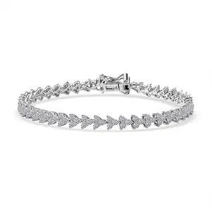 Luxuriant Lab Grown Diamond G-H SI 3.35 ctw Waves of Grace Bracelet in Rhodium Over Sterling Silver 6.50 In Christmas Gifts