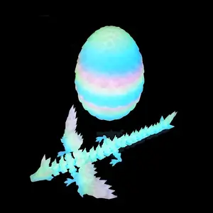 Flying Dragon in Egg Statue with Glow in the Dark Rainbow Feature, Dino Easter Egg with Hidden Dragon, Unique Birthday Gift & Desk Pet Decor, Decorative Figurines, Home Decor Statue