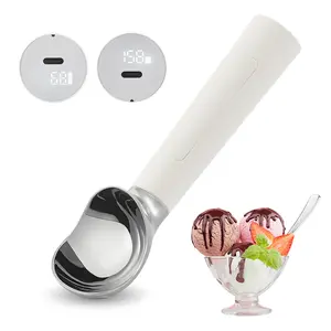 FROSTJOY Heated Ice Cream Scoop for Mom, Rechargeable 2 Oz Stainless Steel Scooper with LED Display, Water Resistant Design for Easier Scooping of Hard Ice Cream