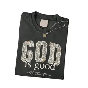 Heavyweight Retro Christian T-Shirt-Vintage "God Is Good" And "It's Always Been Like This" Bible Verse Print, Crew Neck Short Sleeve Casual T-Shirt, Suitable For Church Activities, Casual Outfits, Holiday Gifts - KitchenEra