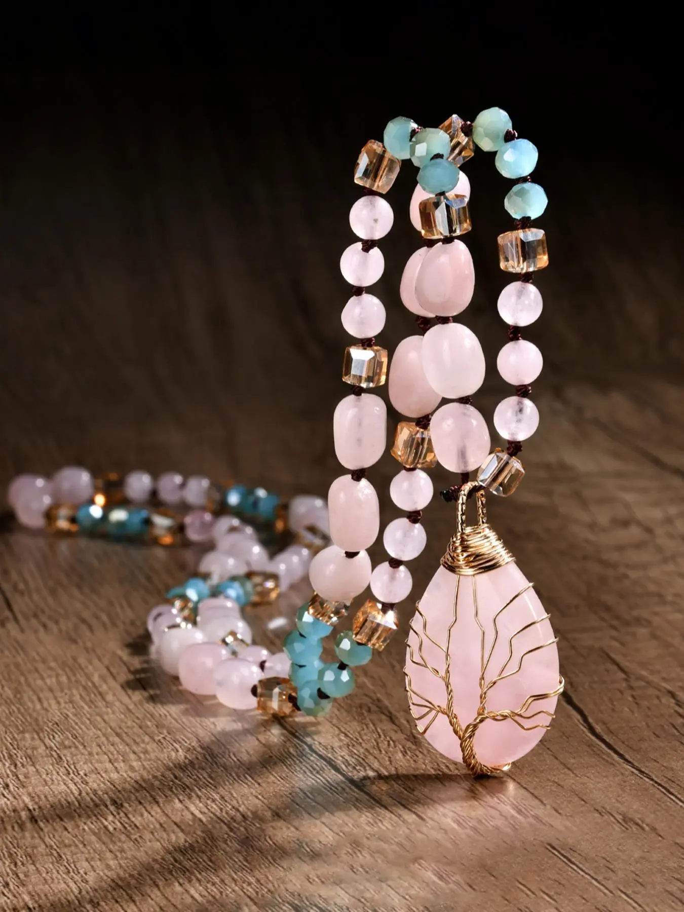 Boho Style Artificial Crystal Beaded Pendant Necklace, Decorative Necklace, Fashion Jewelry for Party, Daily Clothing Decor, Trendy All-match & Exquisite Jewelry for Birthday Gift