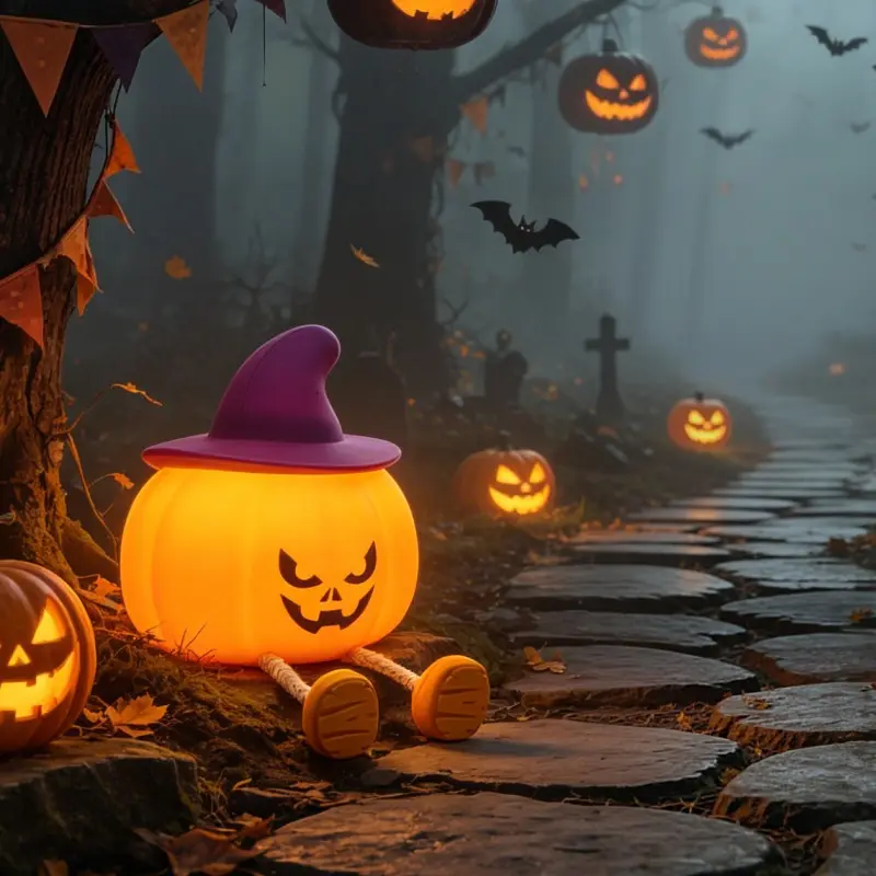 Halloween Pumpkin Lamp, Home Decoration Nights Light, Mini Cute LED Pumpkin Lamp with 3 Level Dimmable, Nursery Nightlight for Kids, Silicone Rechargeable Bedside Touch Lamp, Holiday party ambient lighting