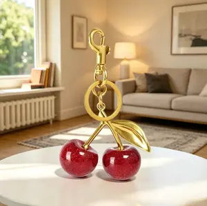Trendy Glitter Cherry Keychain - Chic & Luxe Cherry Charm for Bags, Keys & More, Stylish Alloy Bag Pendant with Sparkly Red Cherries, Perfect All-Match Accessory for Women & Girls, Ideal Gift for Fashion Enthusiasts, Elevate Your Style with This Exquisite