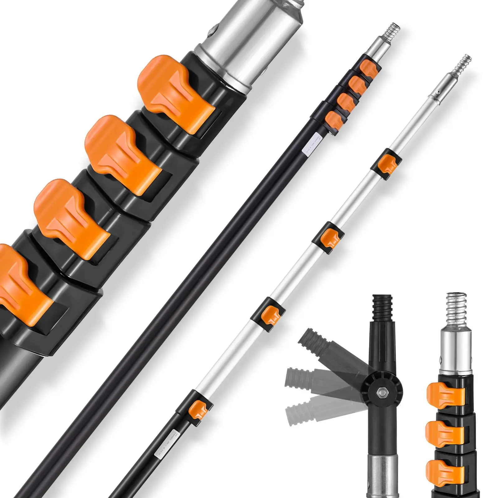 【summerfinds】VEVOR Telescoping Pole, 7 to 30 FT Pole, Extension Multi-Purpose Pole, Sturdy Aluminum Alloy Paint Extendable Pole with Flip-Lock Design, Telescopic Pole for Painting, Dusting and Cleaning