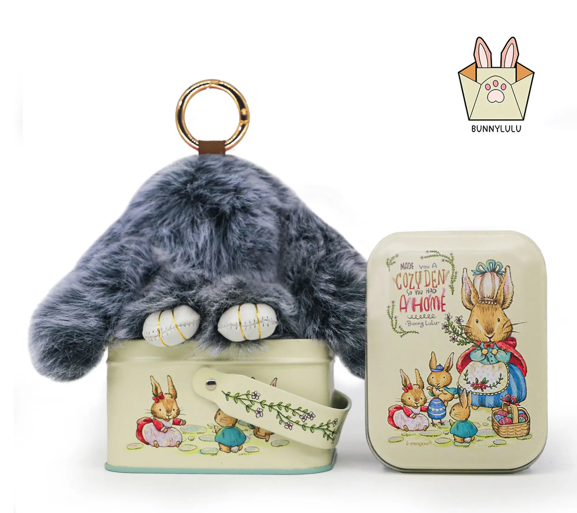 Bunnylulu Handmade Fluffy Soft Keychain With Metal Tin 2pcs Bunnylulu Handmade Fluffy Soft Keychain With Metal Tin 2pcs