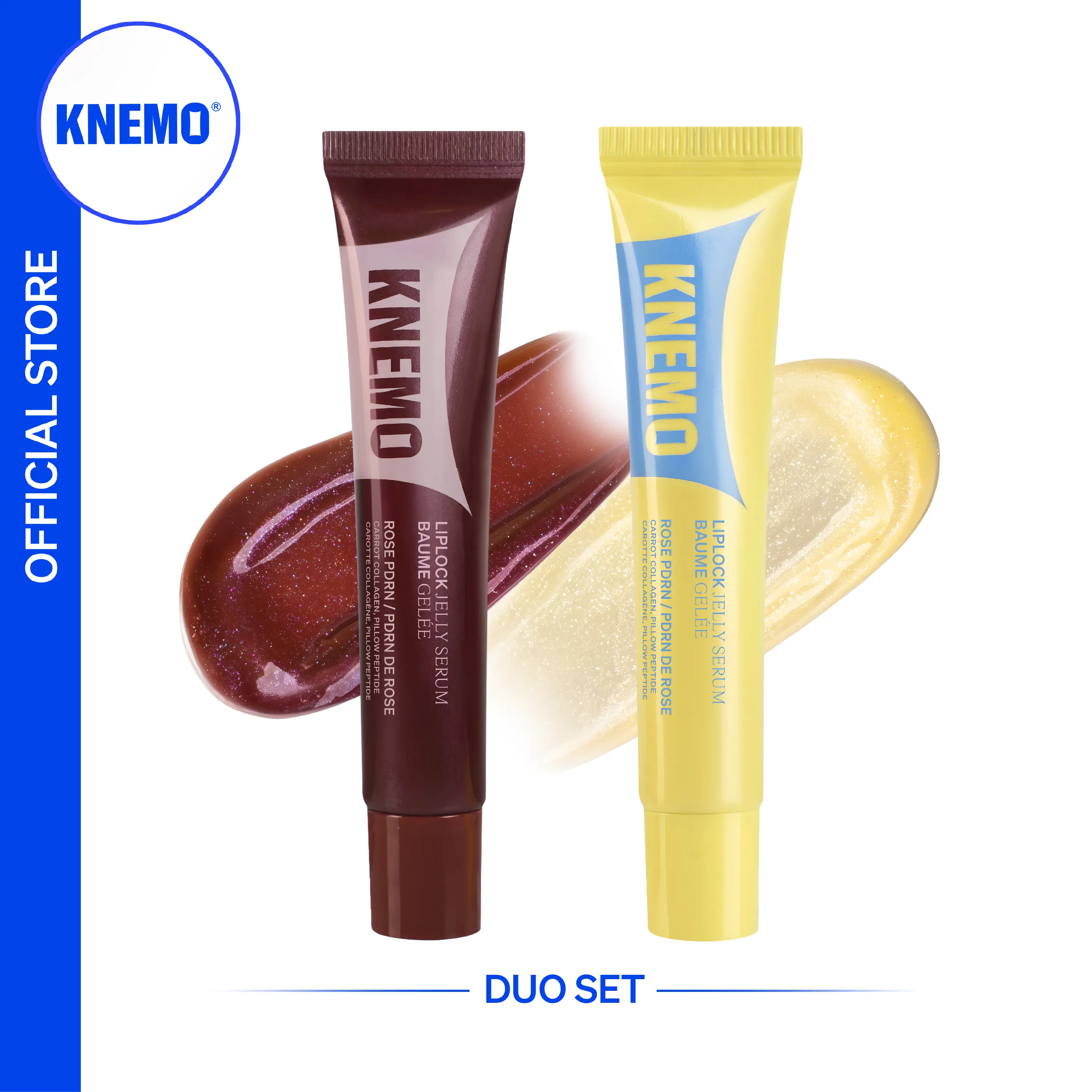 KNEMO Bungeoppang Limited Edition Lip Balm Duo, Hydrating Tinted Jelly Serum with Luminous Shimmer, Moisturizing Lip Care, Lip Care Routine
