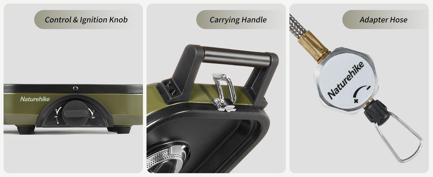 Naturehike 2-Burner Folding Camping Stove with Griddle - Lightweight Portable Gas Stove for Outdoor Cooking, 16000 BTU Adjustable Burners Foldable FathersDayGift