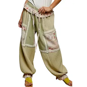 Floral Ruffle Lounge Joggers – Matcha