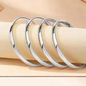 Silver Bangle Set 3 - Elegant Design with Round Wires