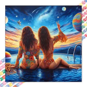 1 set of DIY diamond painting kit, 5D diamond art kit, DIY decoration for pool, night sky, planets mosaic, diamond art, DIY art home decor.