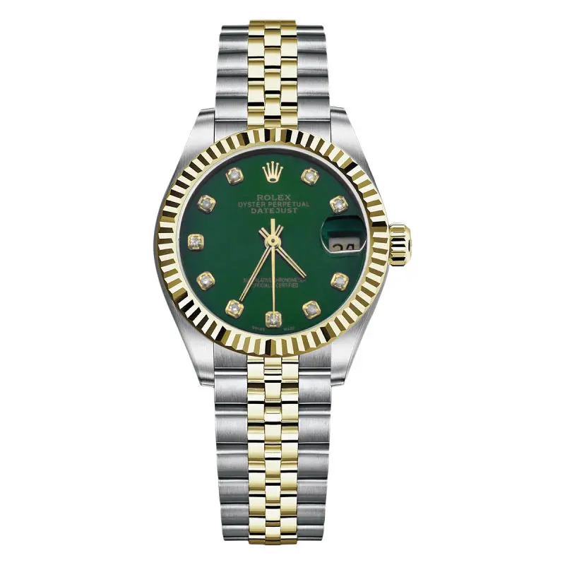 Rolex Datejust 31mm 68273 Custom Green Dial Fluted Bezel Two-Tone Watch WHP042694