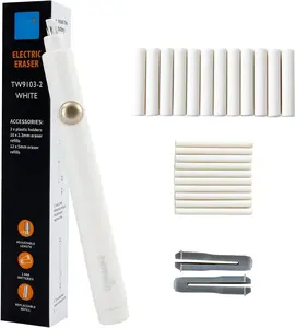 Operated Pencil Eraser, Electric Eraser Kit with 2 Different Eraser Sizes, Ideal for Sketching, Drafting, Drawing (White)