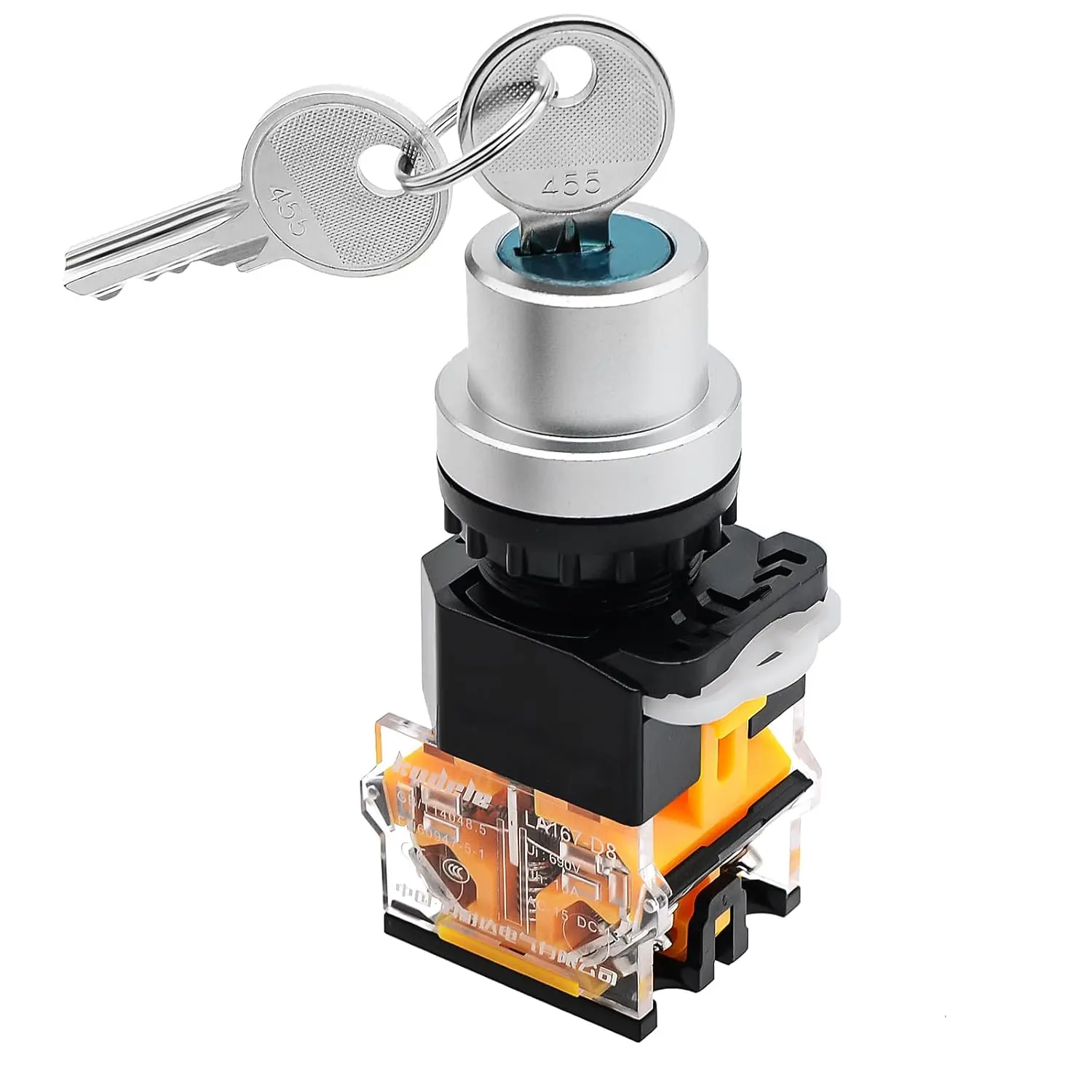 Black ON-Off Key Switch 1NO 1NC 4 Screw Terminal