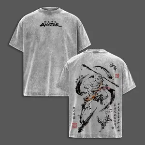 Aang “Master of All Elements” Vintage Oversized Washed T-Shirt, Avatar The Last Airbender Heavy Cotton Graphic Tee, Retro Bending Style Unisex Streetwear Top