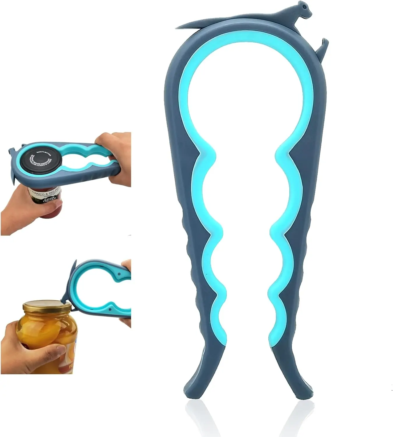 Jar Opener Bottle Opener and Can Opener for Weak hands, Seniors with Arthritis and Anyone with Low Strength, Mutil Jar Opener Get Lids Off Easily (Blue and Grey)