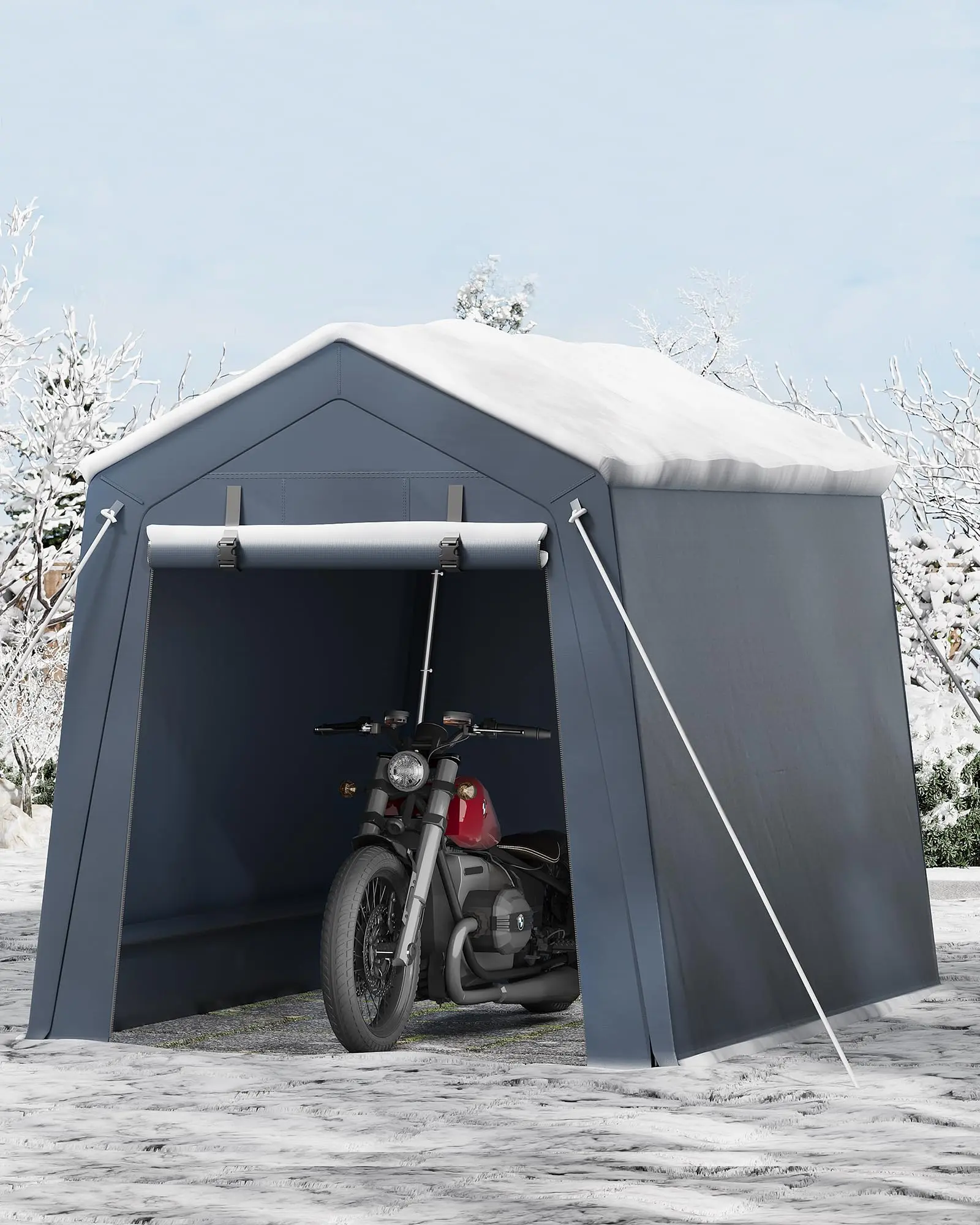 GAOMON 6'×6' Durable Portable Storage Shed Tent - Roll-Up Door, Waterproof Heavy Duty Canopy, All-Weather Outdoor Shelter for Bike/ATV/Motorcycle