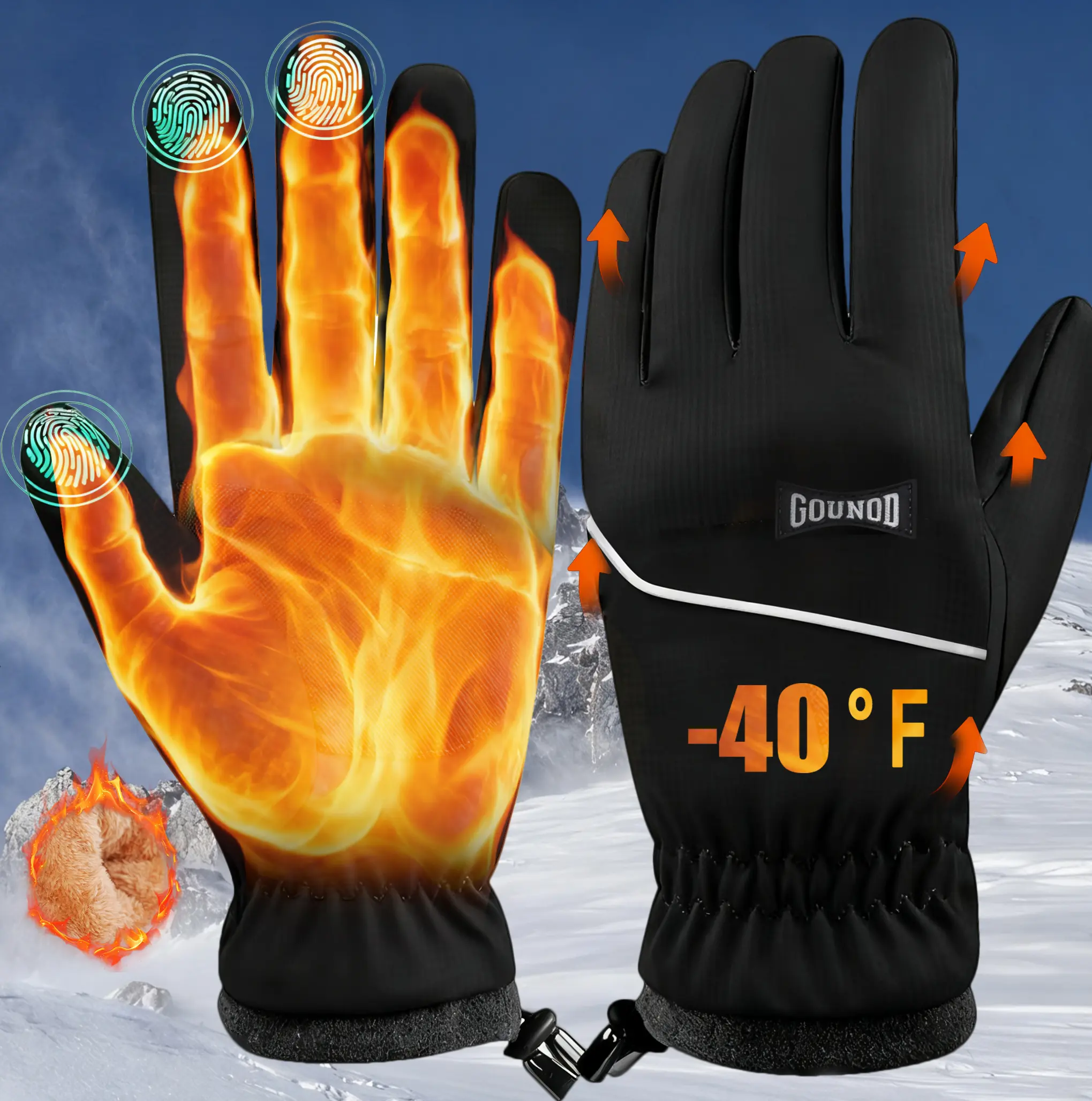 2 Pairs Touchscreen Ski Gloves Insulated Waterproof Cold Weather Warm Gloves for Cycling Running Skiing & Driving Windproof Non-Slip Grip Winter Unisex Black outdoor Hiking Essentials Fallfreshness TikTokShopBlackFriday Thanksgiving Christmas Gift 2025 Sp