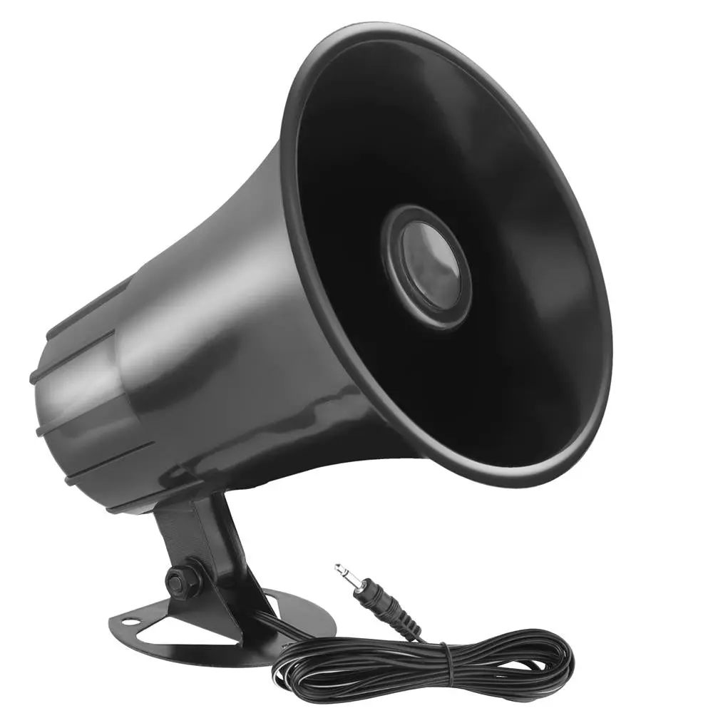 Portable Outdoor Speakers - Weatherproof Loudspeaker System, All-Weather ABS Plastic Audio Device, 5 in Horn, 25W Peak Power, Swivel Mount Bracket, Corded 3.5 mm Jack Connection