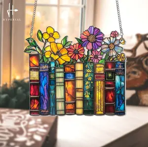 Flower Book Suncatcher ACRYLIC Window Hanging, Book Lover Gift, Book Club Gift, Book Lover Suncatcher