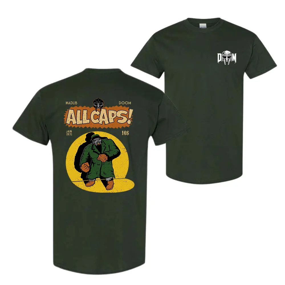 MFDoom  All Caps Graphic T-Shirt - Casual Crew Neck, Soft and Stretchy, Multiple Sizes, Top men gifts, graphic vintage tee men's t shirts