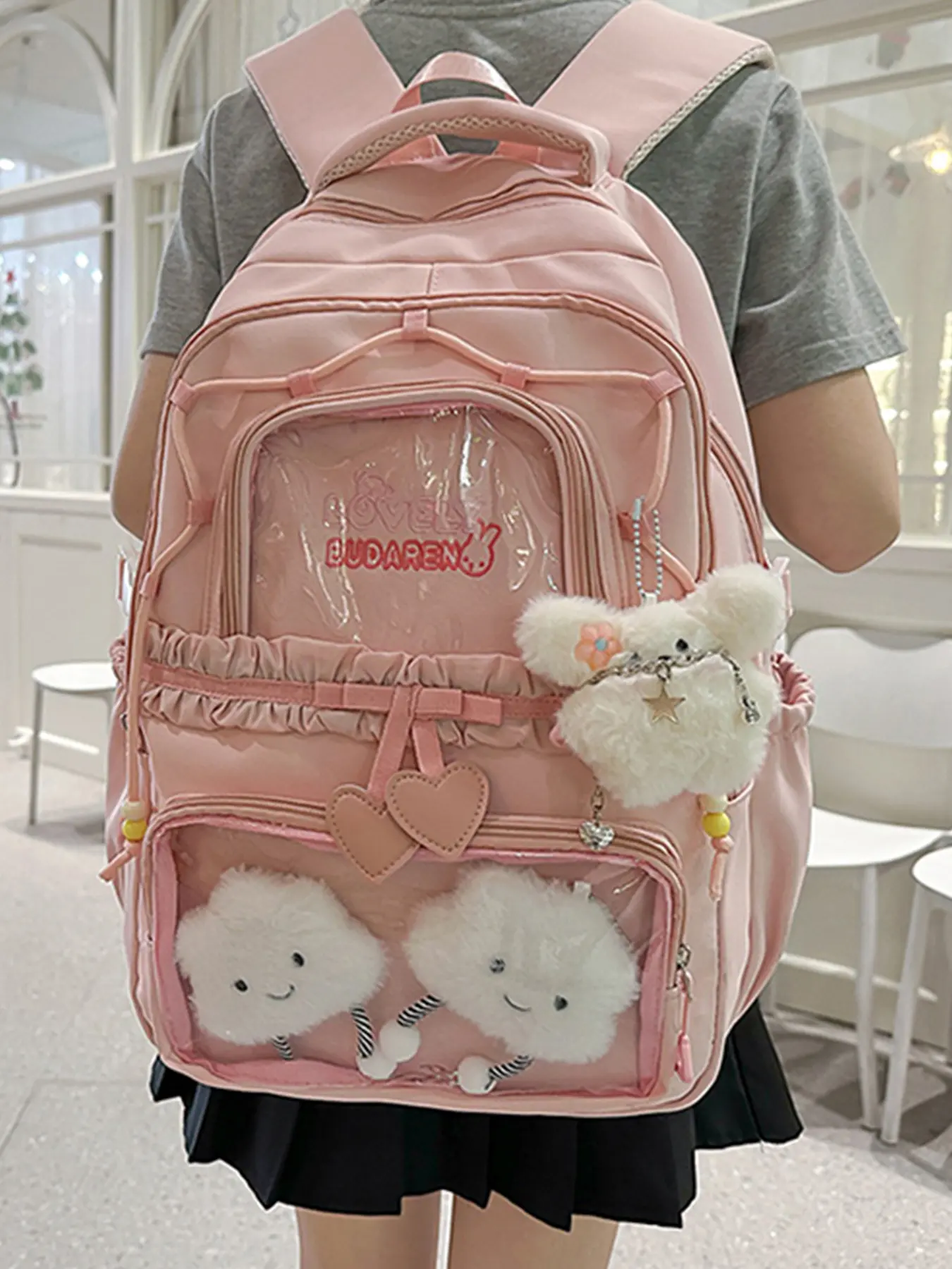 Women's backpack solid color clean color backpack zipper letter fashionable, versatile, casual and simple suitable for students to go to school, campus, College Backpack, School Backpacks, go shopping, lightweight women's backpack