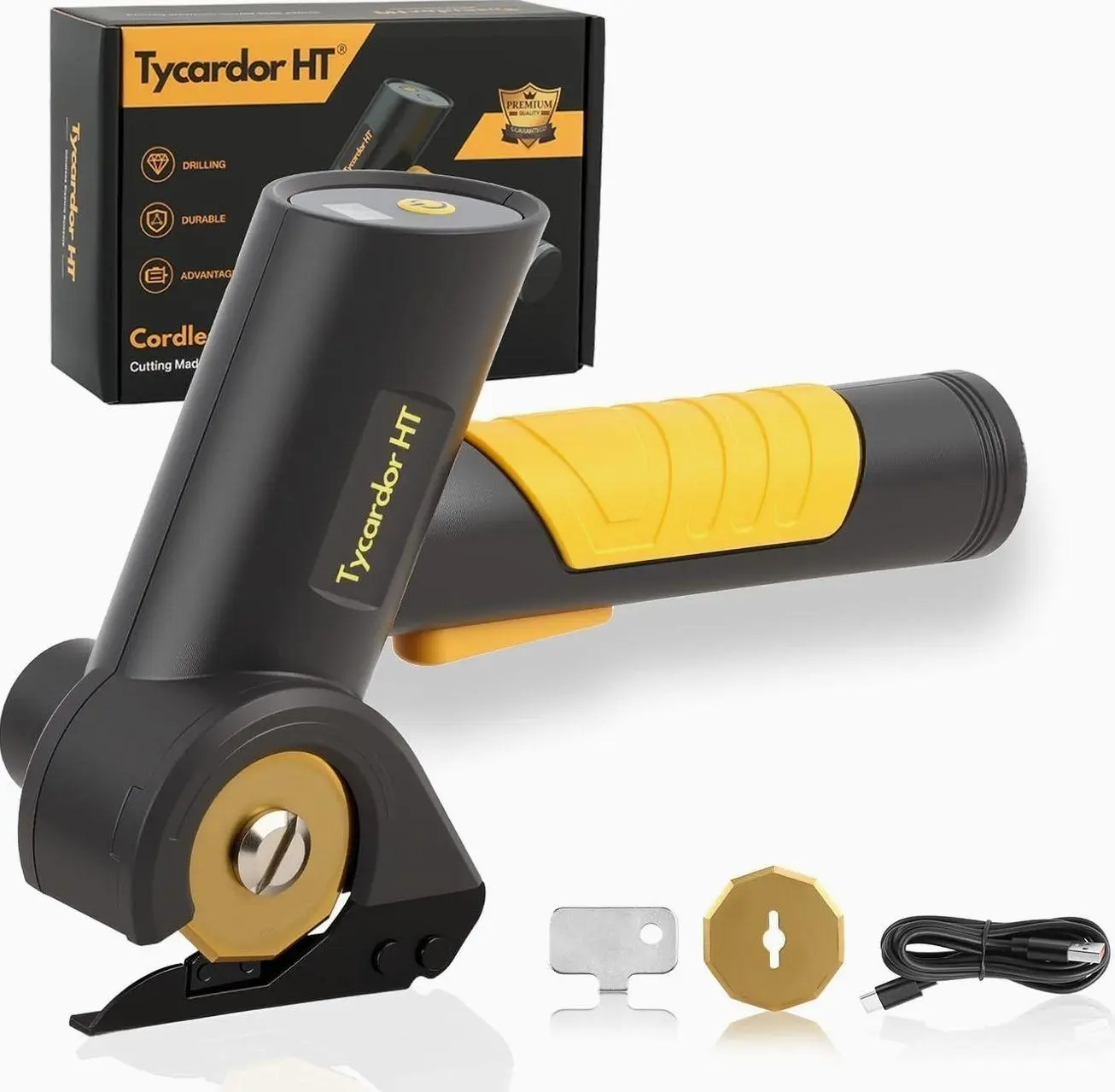 Electric Rotary Cutter Cordless Fabric and Cardboard Scissors Rechargeable Handheld Power Tool for DIY Crafts and Sewing