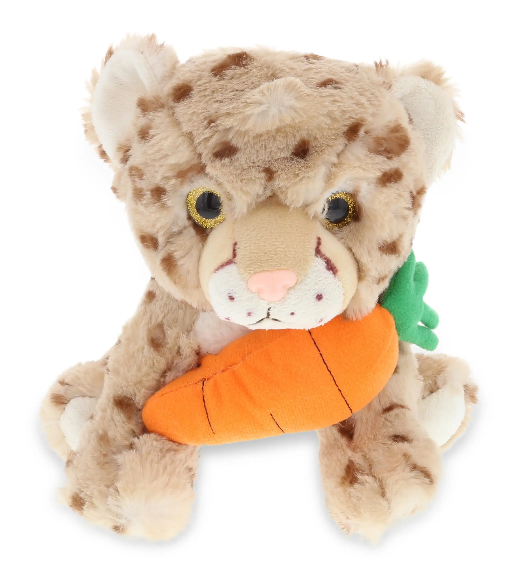 DOLLIBU Super Soft Polyester Plush Squat Cheetah Stuffed Toy - 8.5 in Orange Carrot-Themed Companion, Unisex Realistic Design, Spring Easter Wildlife Plush Animal for Kids Bedroom, 1 Dollibu Super Soft Plush Squat Cheetah Stuffed Toy