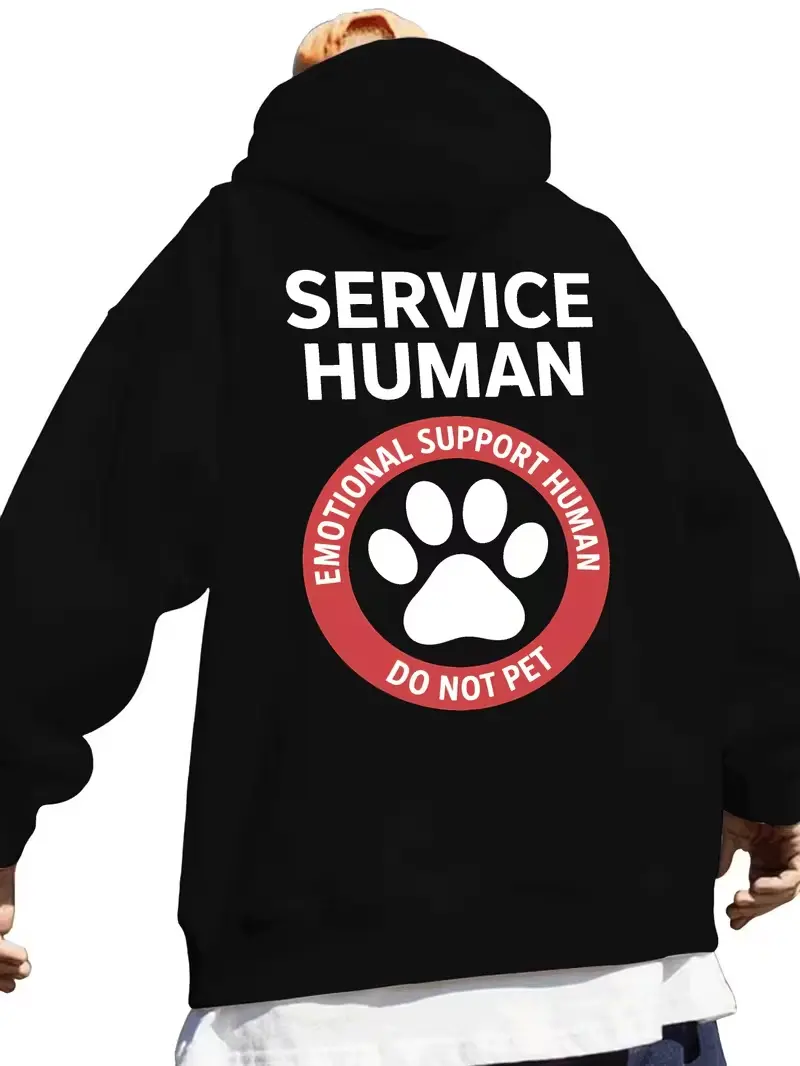 Women's Animal Paw Print Back Print Thick Pullover Hoodie - Comfy Pet Lover Casual Hooded Sweatshirt for Emotional Support, Joggers, Soft
