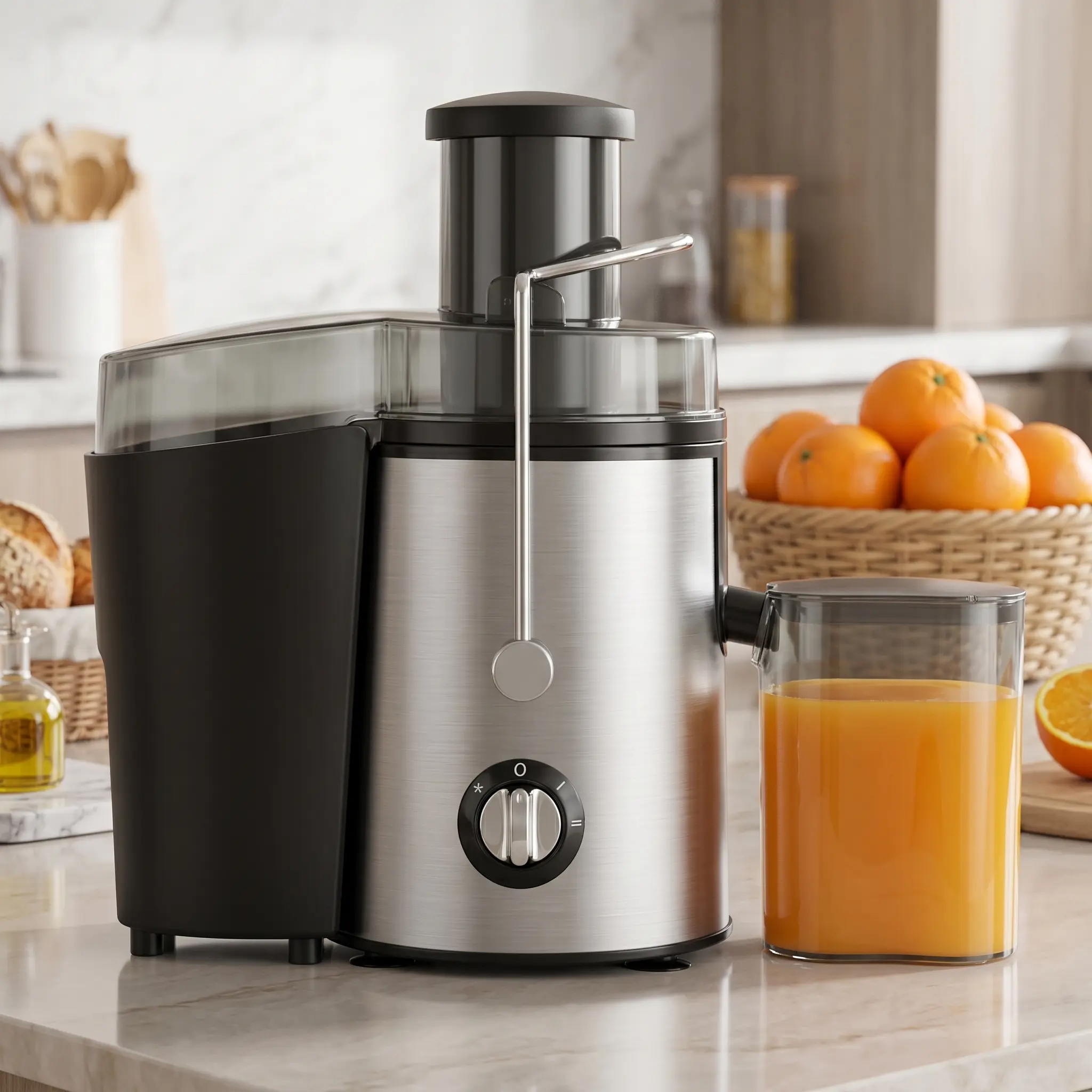 Cold Pressed Slow Masticating Fruit Juice Extractor Countertop Juicer - 3-in Feed Chute, 150 Nm Powerful Motor, Simple Operation, Fits Whole Fruits & Vegetables, Countertop Juicers